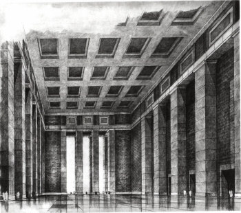 Entwurf für die Eingangshalle des Südbahnhof - Planungsstand 1941